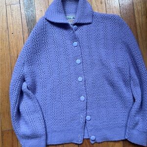 Vintage Lavender Button-Up Knit Sweater - Unknown Brand